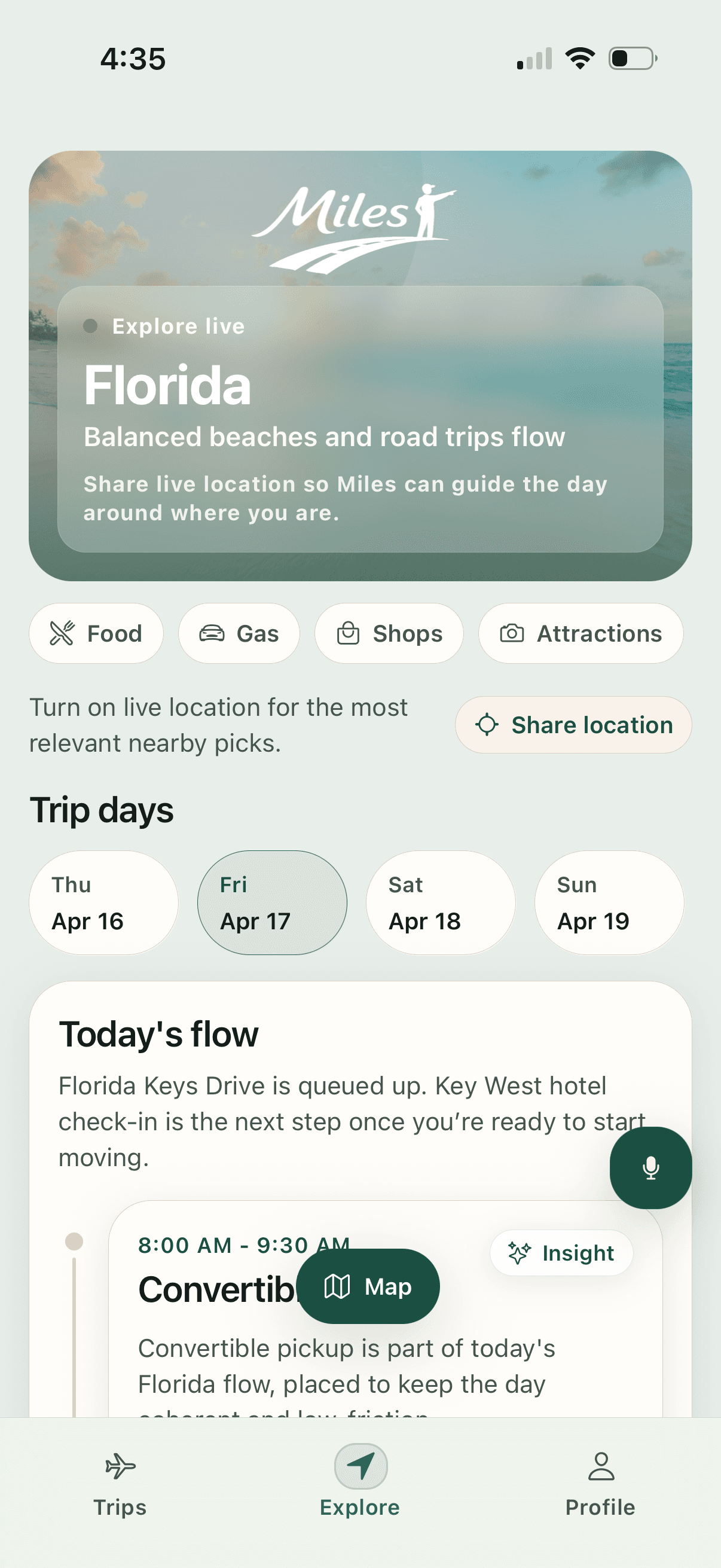 Miles explore timeline preview